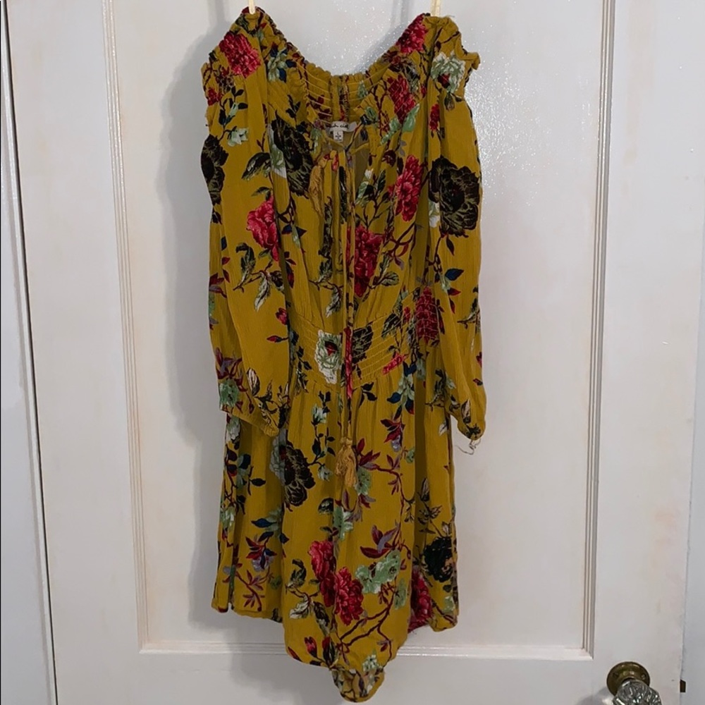 Yellow off the shoulder romper!
